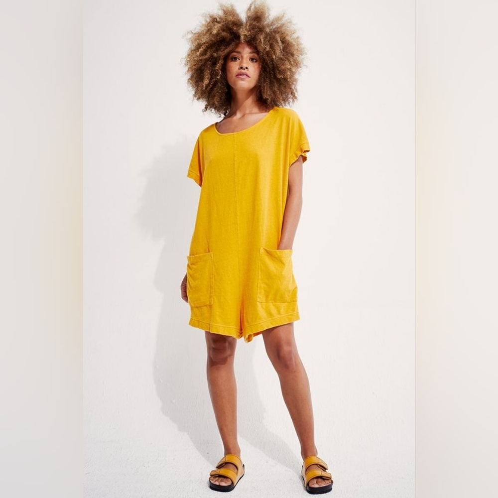 Back Beat Co Organic Hemp Slip-On Romper Yellow/Orange Size XS/S